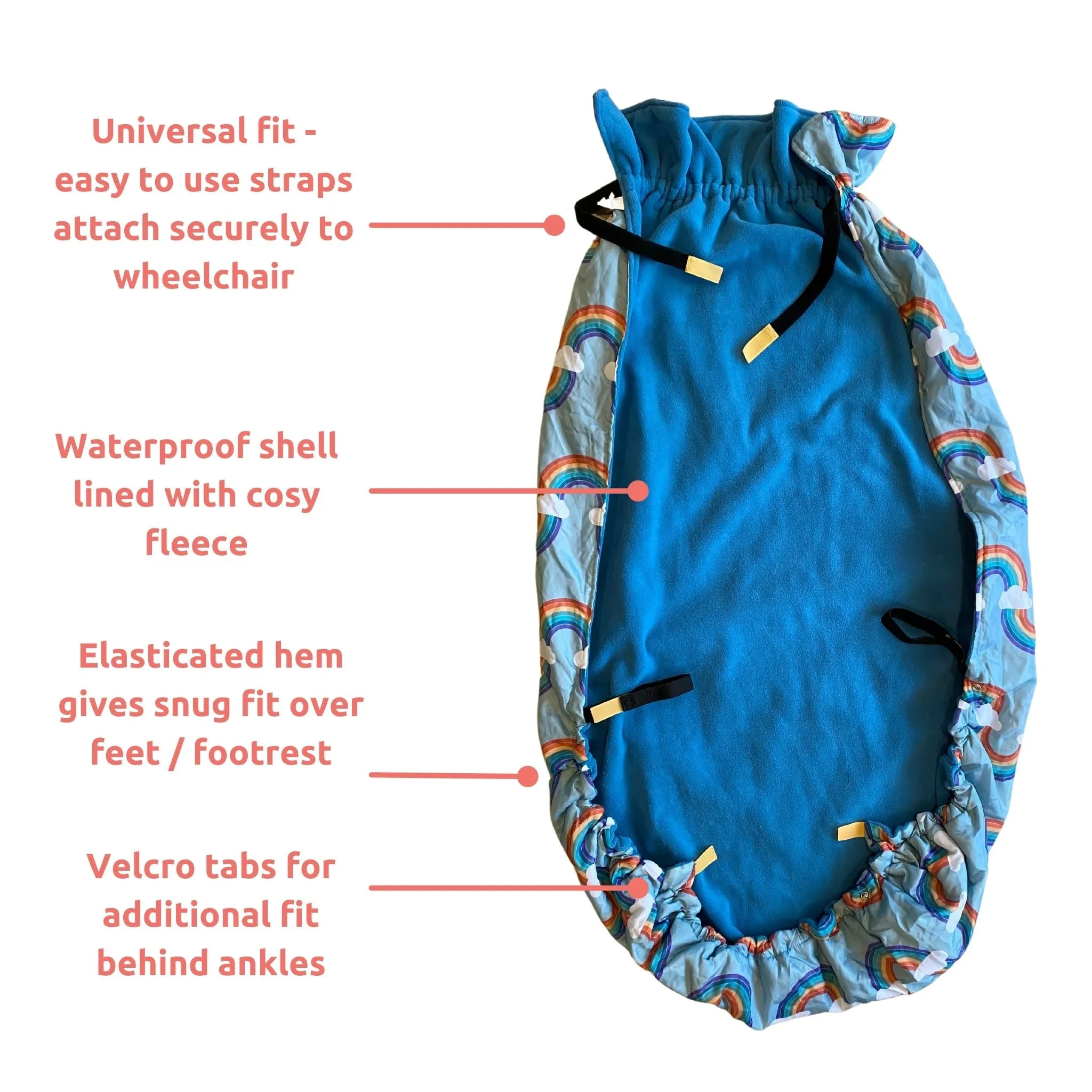Adult fleece-lined wheelchair cosy - GOLD BEES