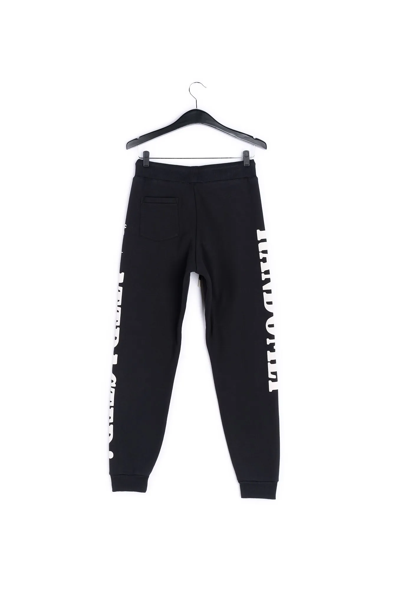 Black jersey track pants with print