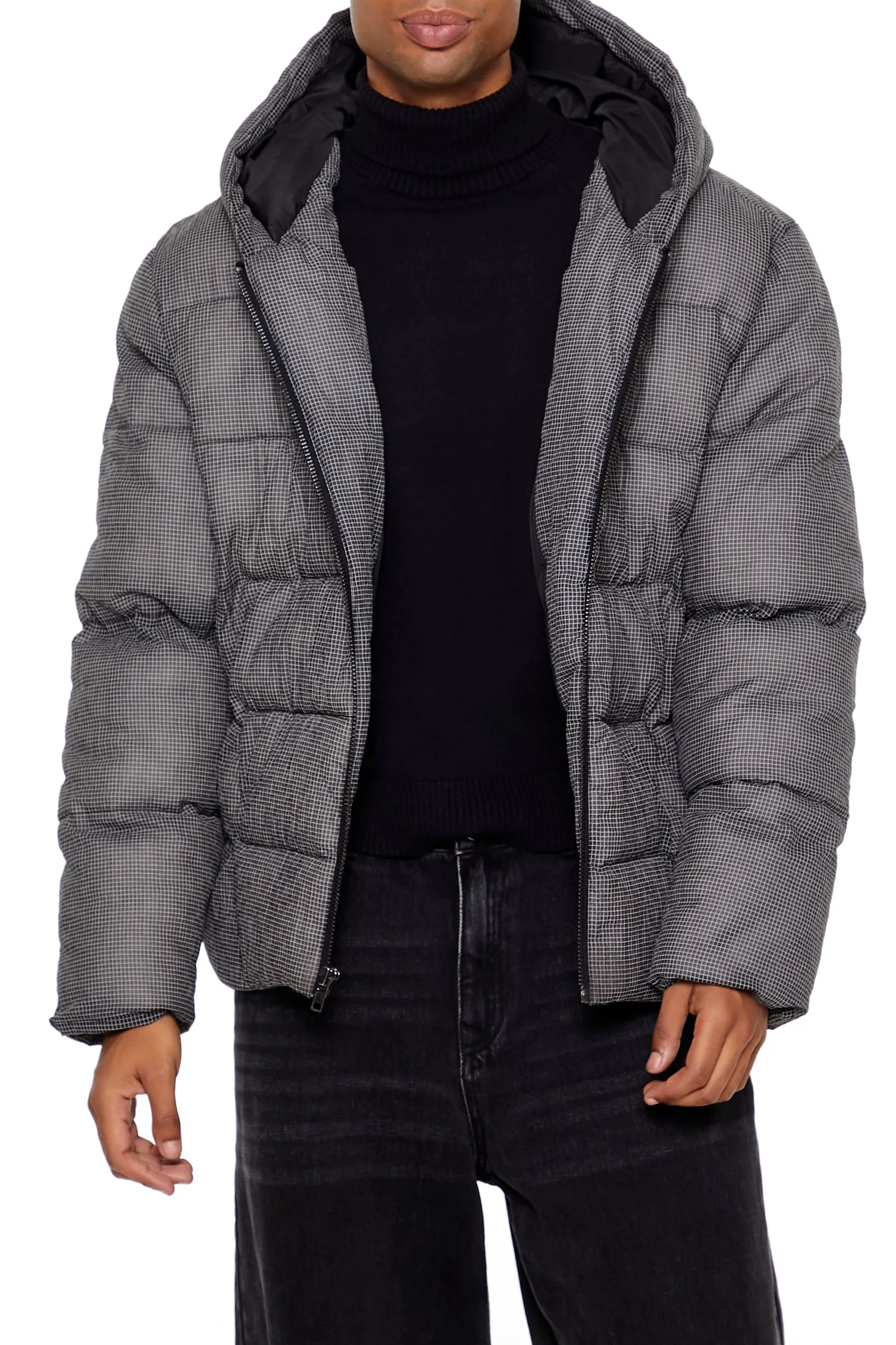 Blouson bouffant texturé à capuchon