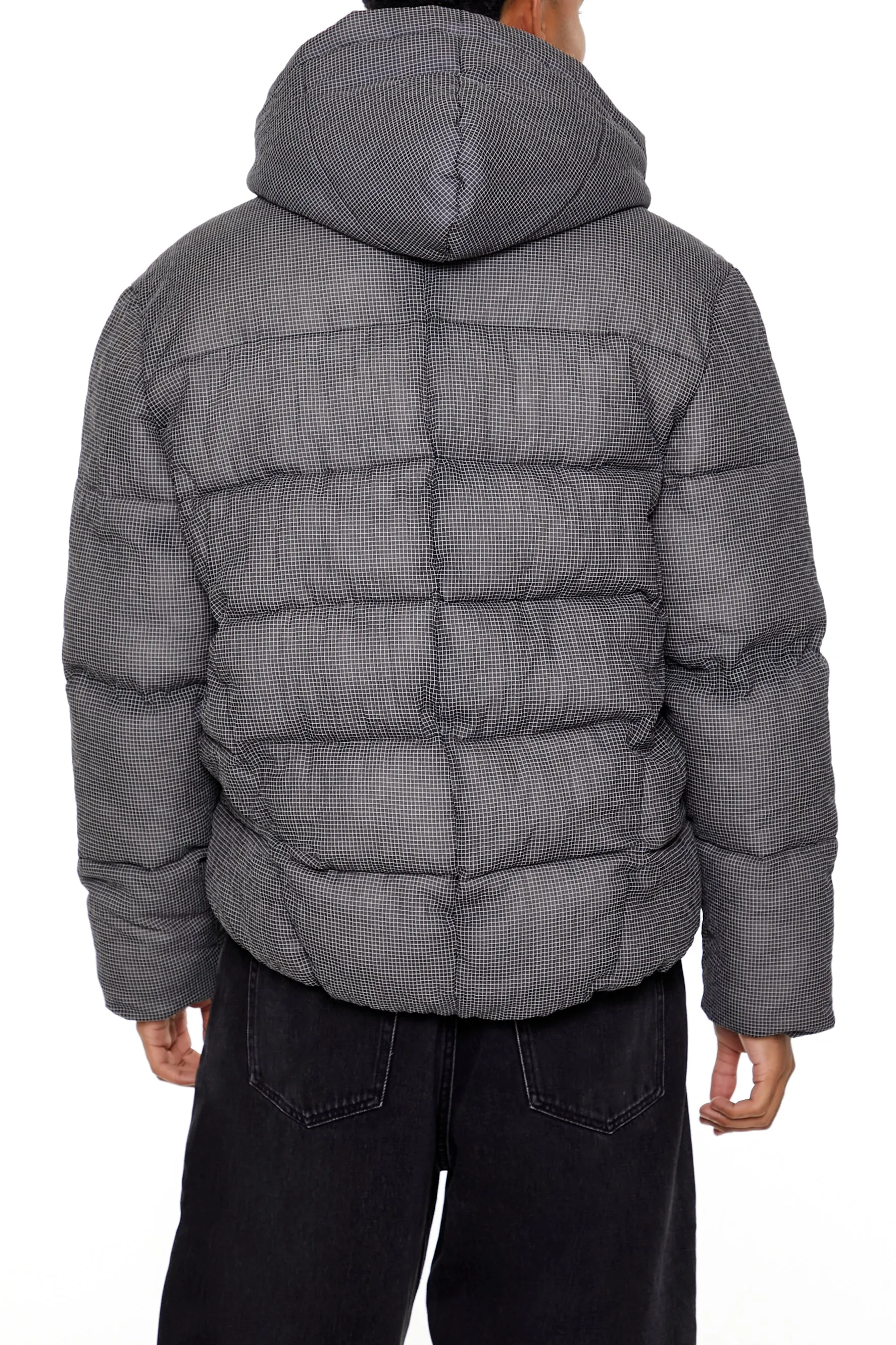 Blouson bouffant texturé à capuchon