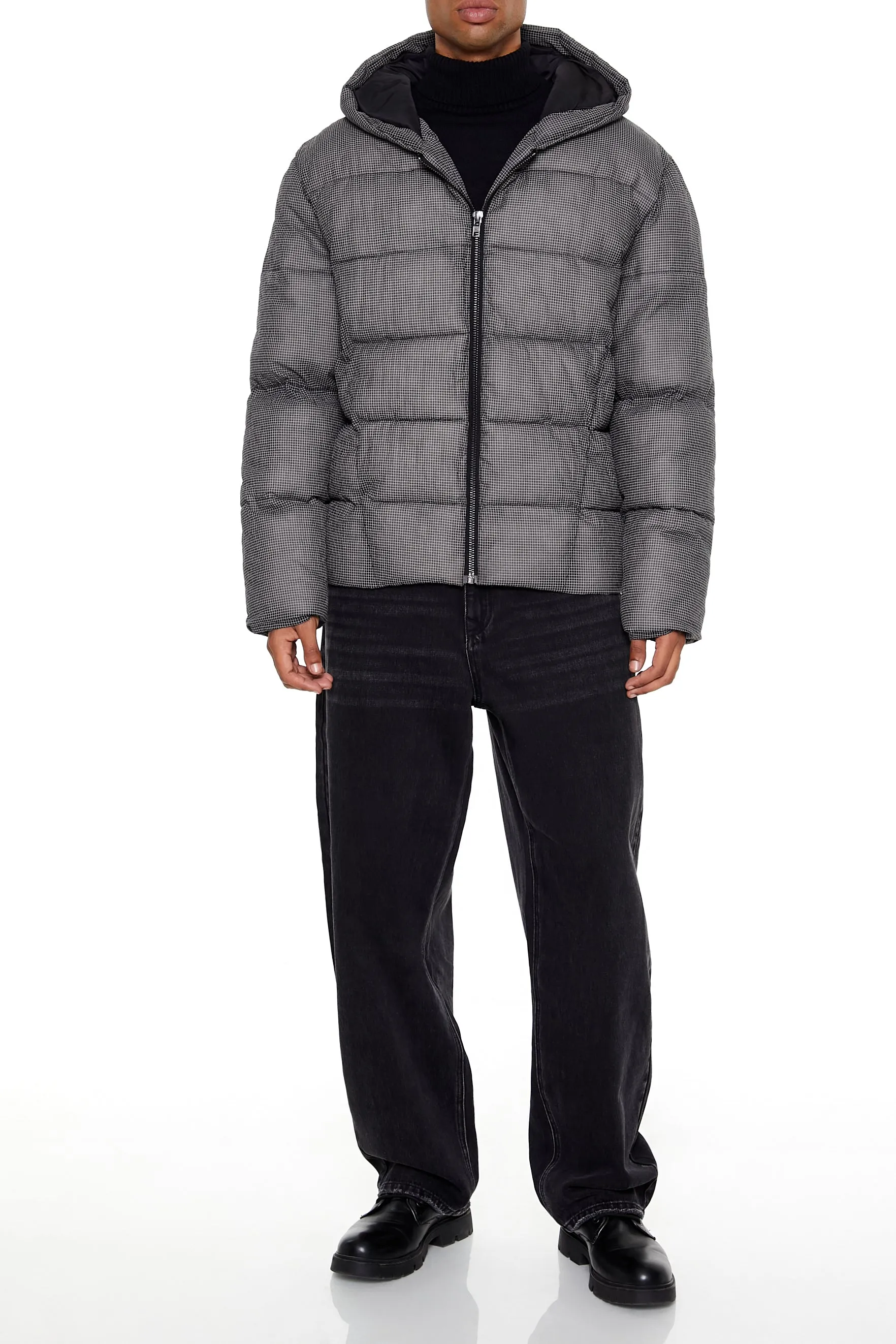 Blouson bouffant texturé à capuchon