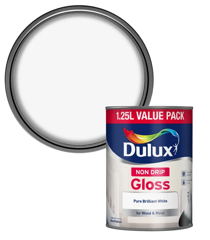 Dulux Non Drip Gloss Paint - Pure Brilliant White
