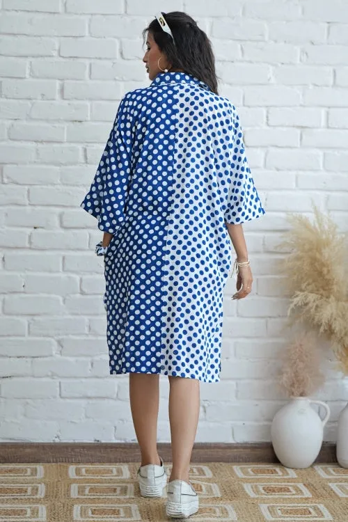 Joyce In Blue Hand Block Printed Oversize Shirt