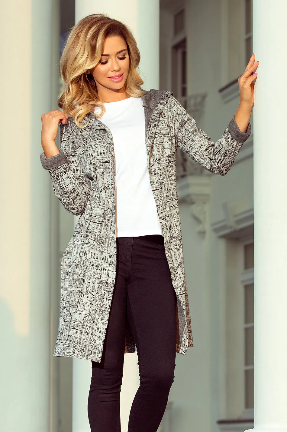 Ladies City Style Coat with Hood and Pockets