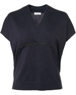 Midnight Cashmere Cap Sleeve Sweater