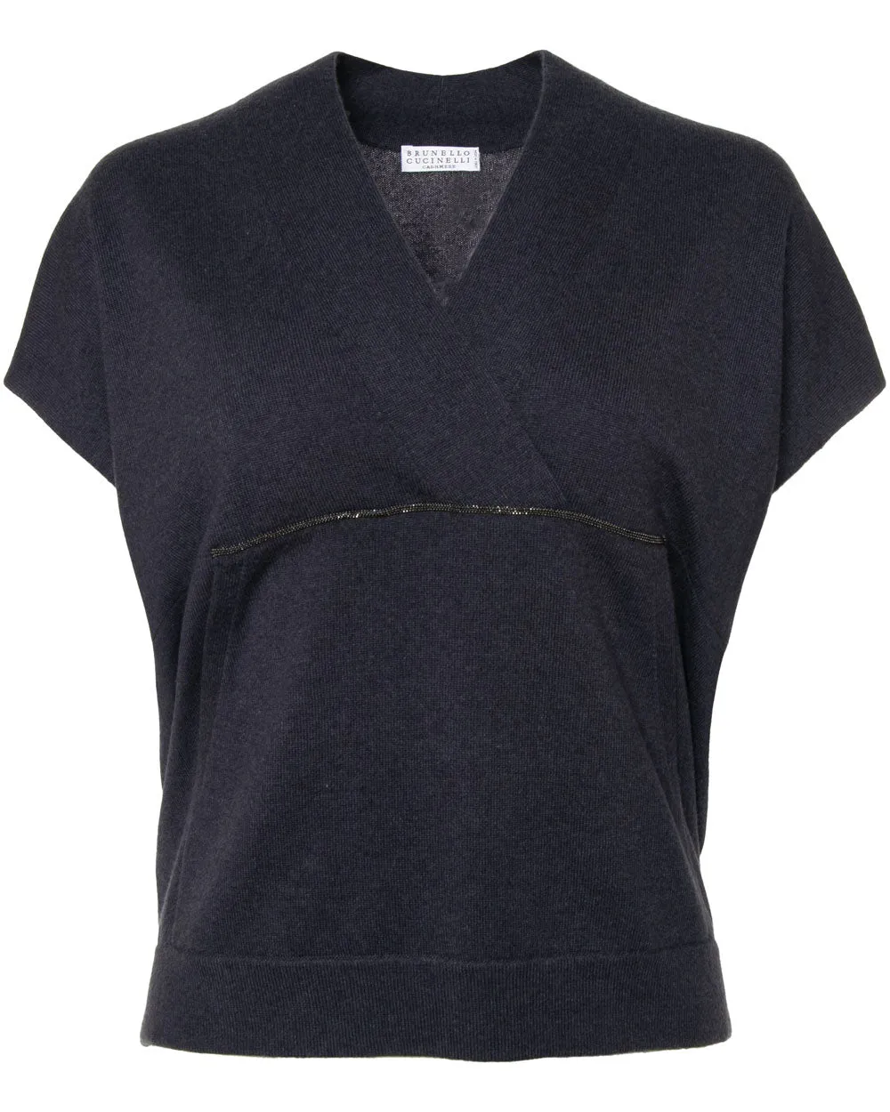 Midnight Cashmere Cap Sleeve Sweater