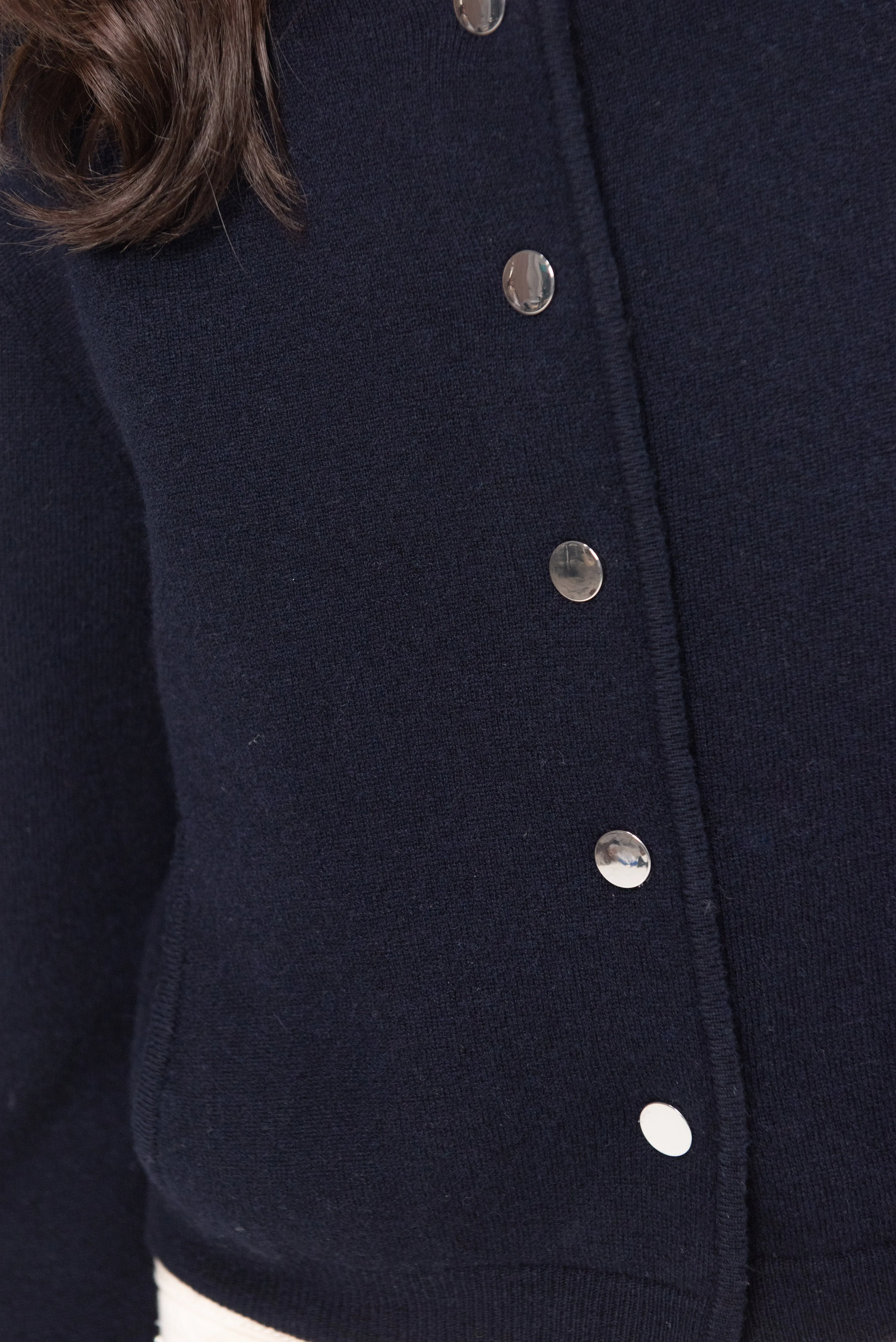 Round Neck Cardigan, Deep Night