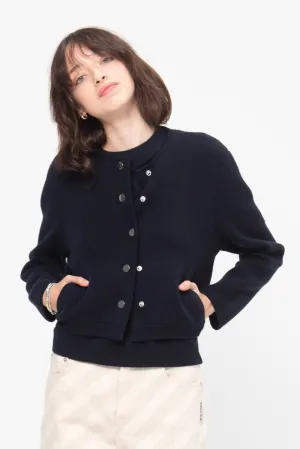 Round Neck Cardigan, Deep Night