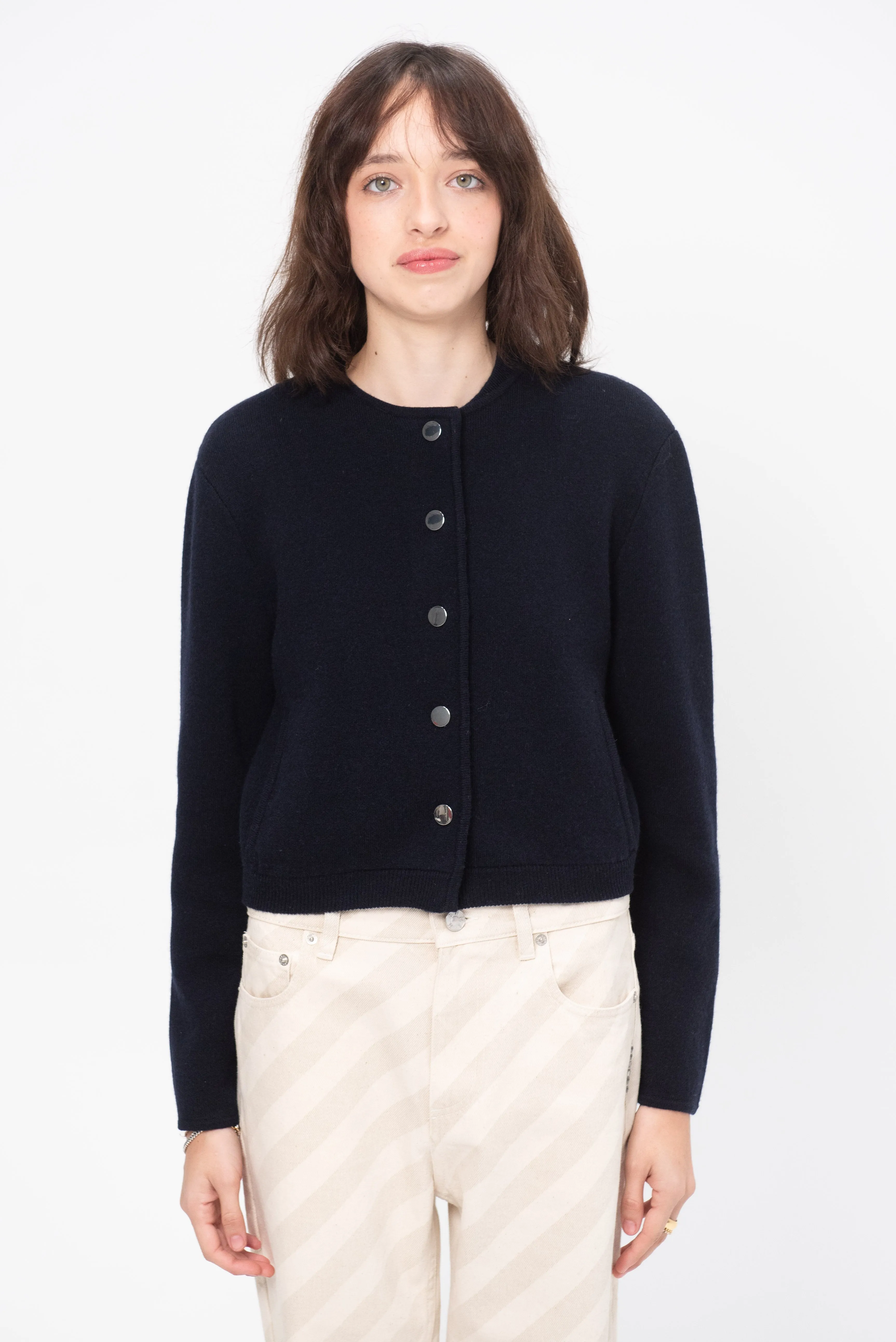 Round Neck Cardigan, Deep Night