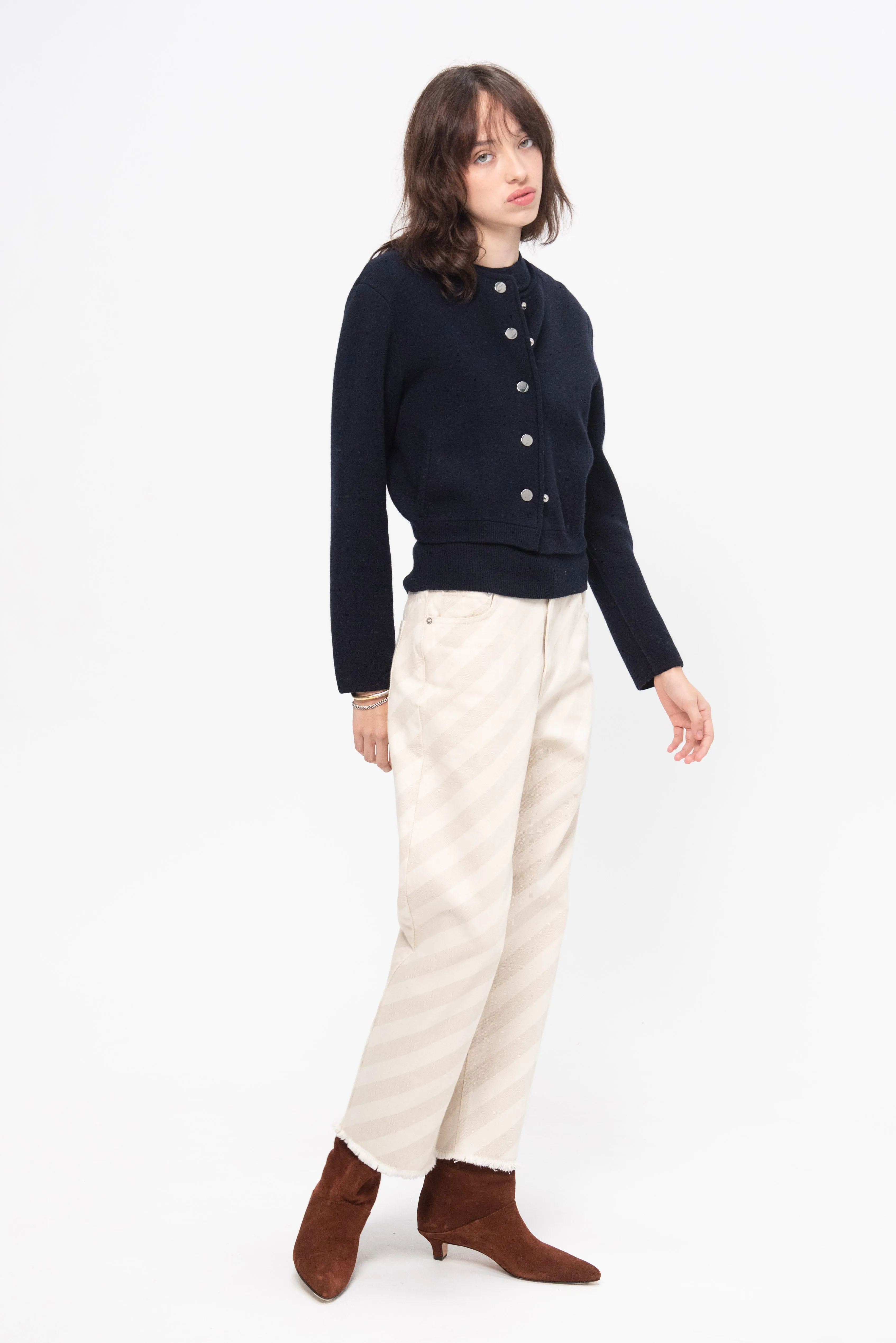 Round Neck Cardigan, Deep Night