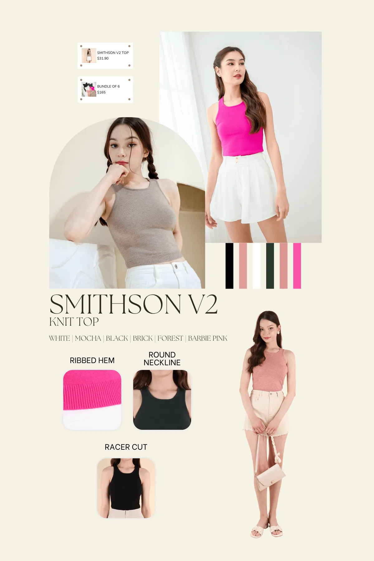 SMITHSON V2 RACER KNIT TOP IN BARBIE PINK