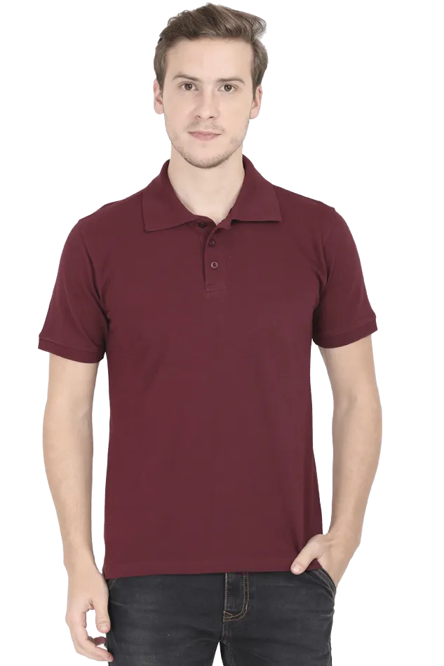 Unisex Maroon Super Combed Cotton Polo T-Shirt