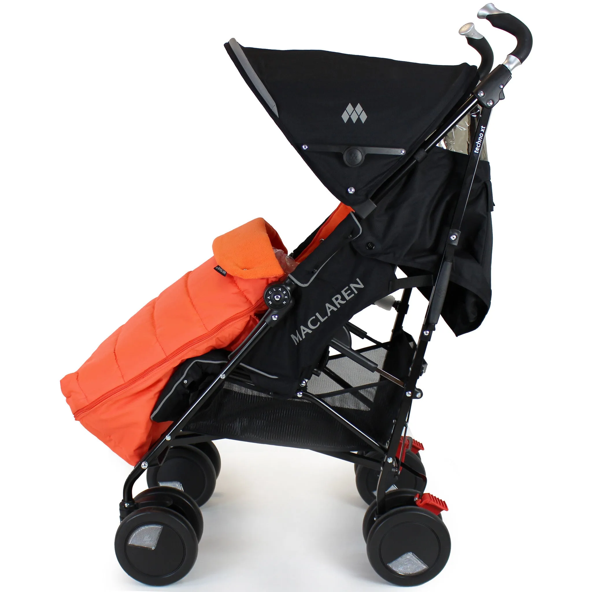 XXL Large Luxury Foot-muff And Liner For Maclaren Techno XT - Orange (Orange)